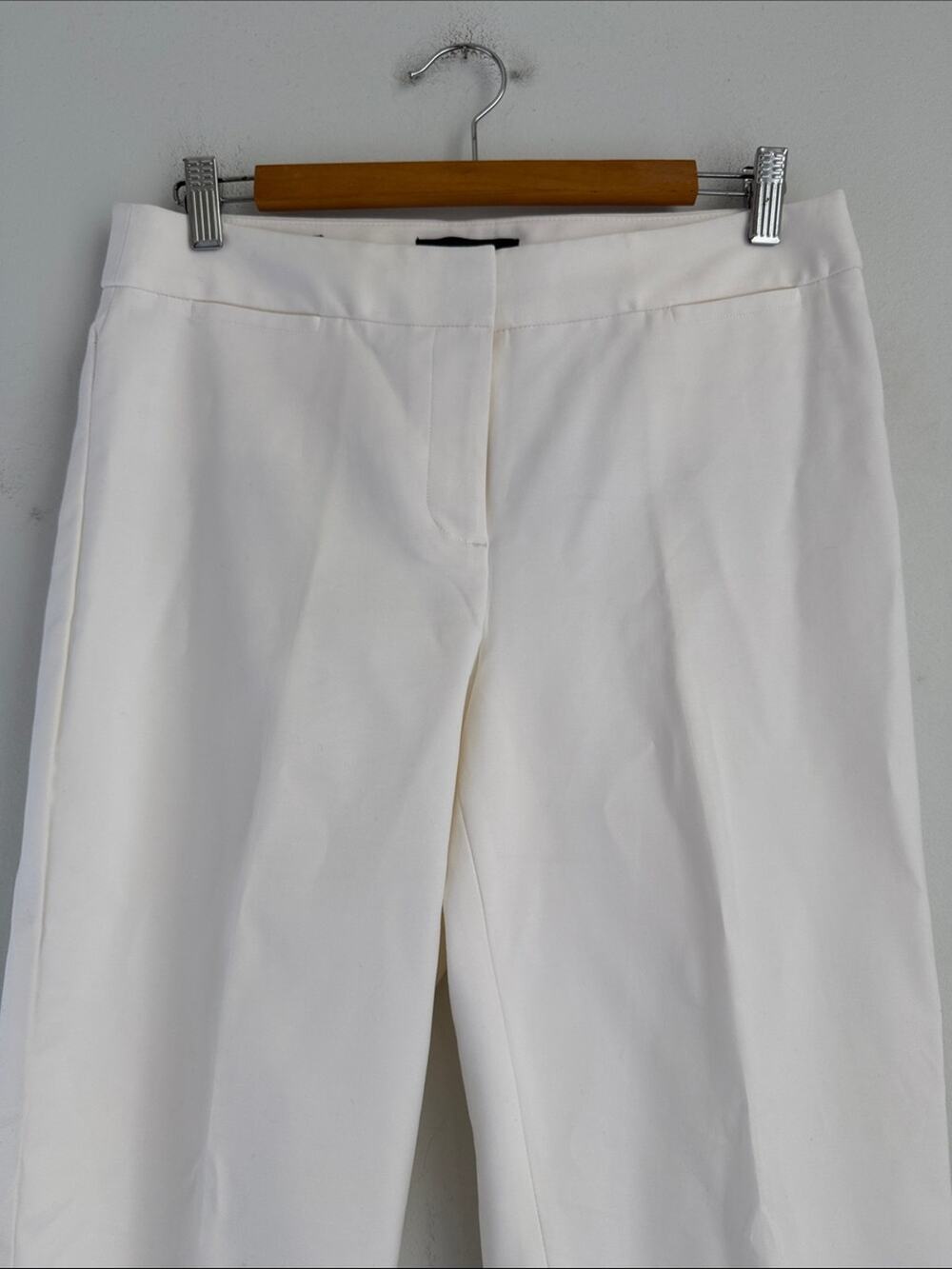 Talbots Curvy white flat front hi rise cropped trouser dress pants sz 6